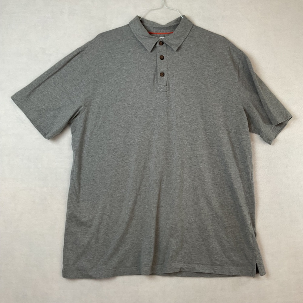 Duluth Trading Co Mens‎ XL Spillfighter Longtail T Polo Shirt Gray Short Sleeve